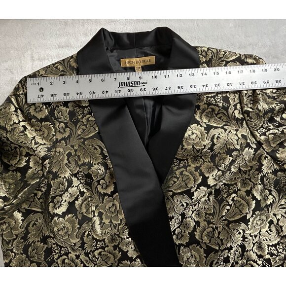 Nipon Boutique Womens Blazer Black Gold Floral Brocade Shawl Collar Size 20W - Picture 5 of 9